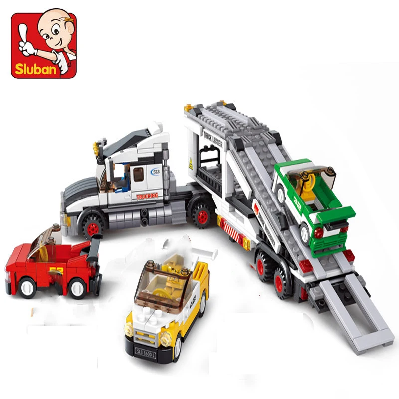 

638PCS Transportation Vehicle Truck Car House Building Blocks Set DIY City Constructor Model Bricks Toys For Children