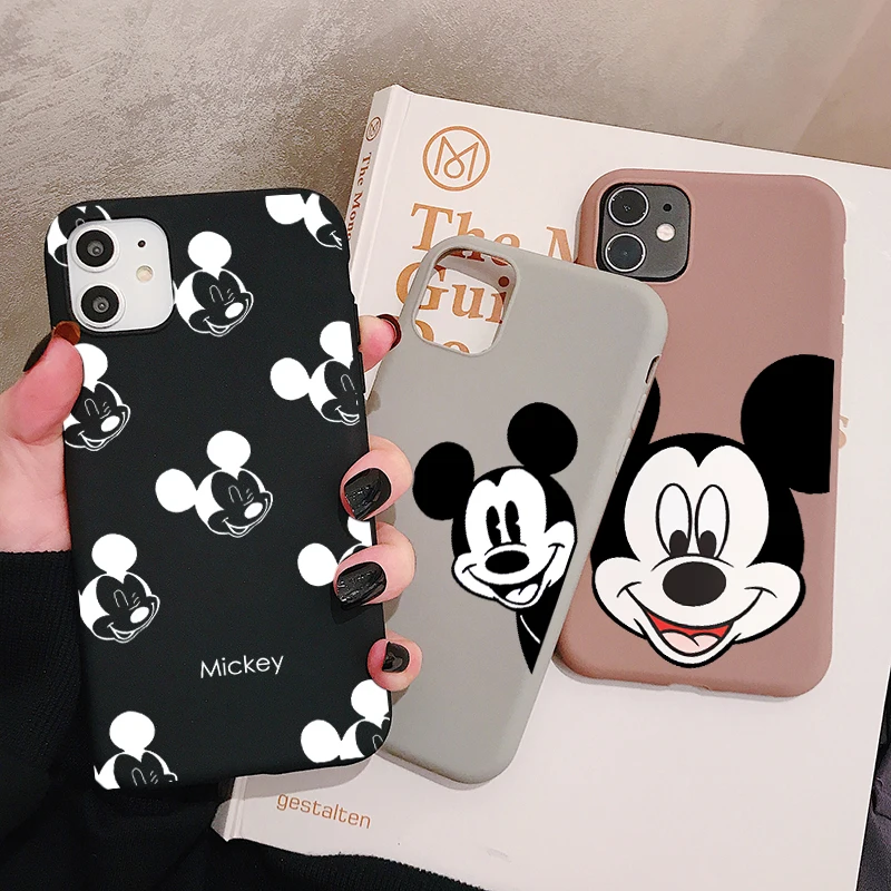Чехол для телефона iPhone 11 Pro XR X Xs Max 8 7 6 Plus 6S 5S SE матовый Силиконовый чехол с мультяшной мышкой мягкая задняя крышка