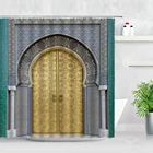 Занавеска для душа из водонепроницаемой ткани, желтая, с вырезами