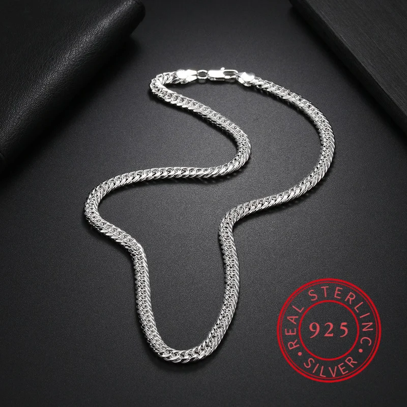 

Genuine 925 Sterling Silver Men's Necklace Fashion Punk Link Chain 20-24 in Man Fine Jewelry Gift