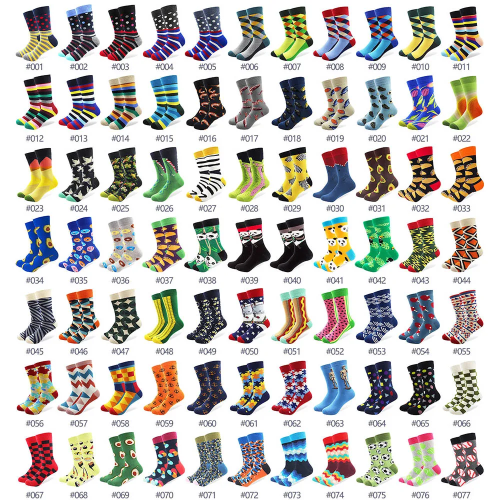 100 парт оптовая продажа мужские красочные полосатые Мультяшные носки из чесаного