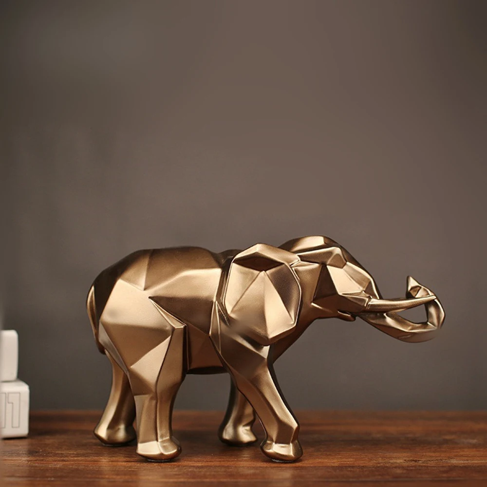 

Современная Абстрактная статуя золотого слона, орнамент из смолы, аксессуары для украшения дома, подарки для скульптуры слона, Ремесло Живо...