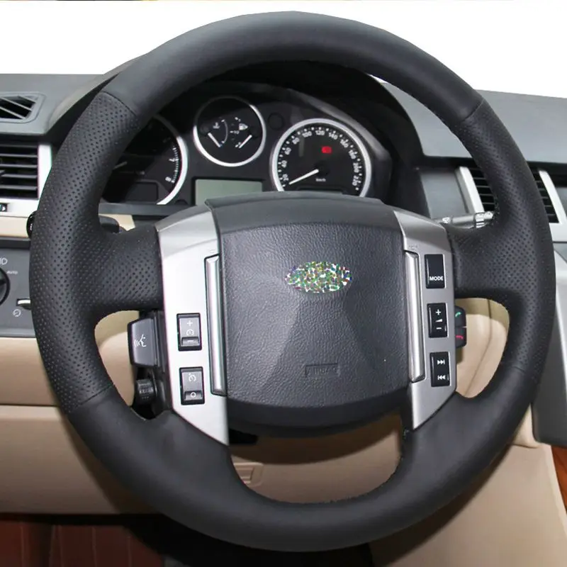 Чехол для руля натуральная кожа черный чехол рулевого колеса автомобиля Land Rover