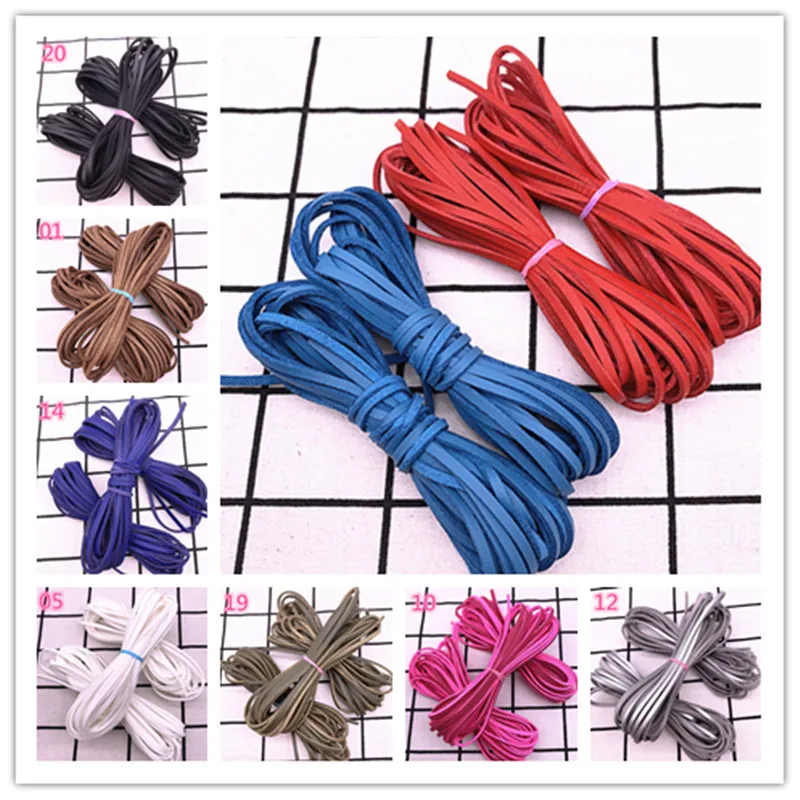 Плоский плетеный кожаный шнур из искусственной замши 3 мм 5 ярдов/партия