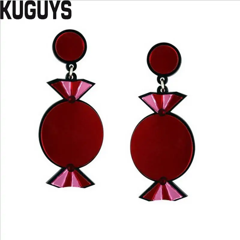 EARRING KUGUYS милые летние сережки-палочки для мороженого для женщин, блестящие акриловые длинные серьги-капли, модные ювелирные изделия, трендовые аксессуары - Окраска металла: EARRING
