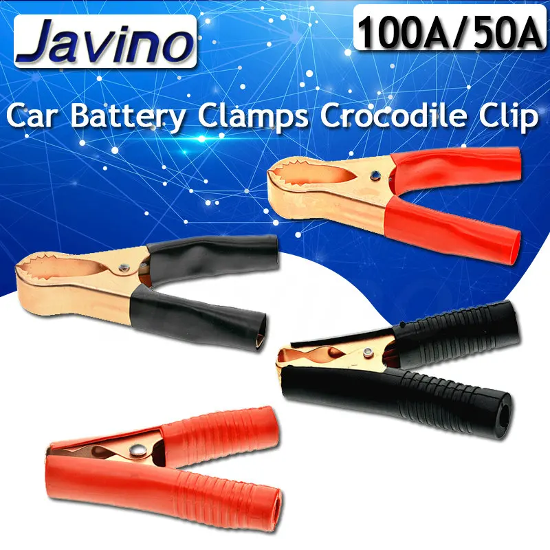 Alligator Clips Hot Car Battery Clamps Crocodile Clip 100A/50A Red Black Electrical connection battery terminals power test