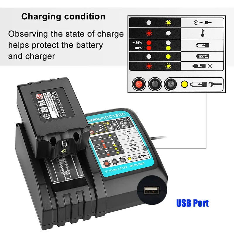 

BL1860 Rechargeable Battery 18 V 18000mAh Lithium ion for Makita 18v Battery BL1840 BL1850 BL1830 BL1860B LXT 400+charger