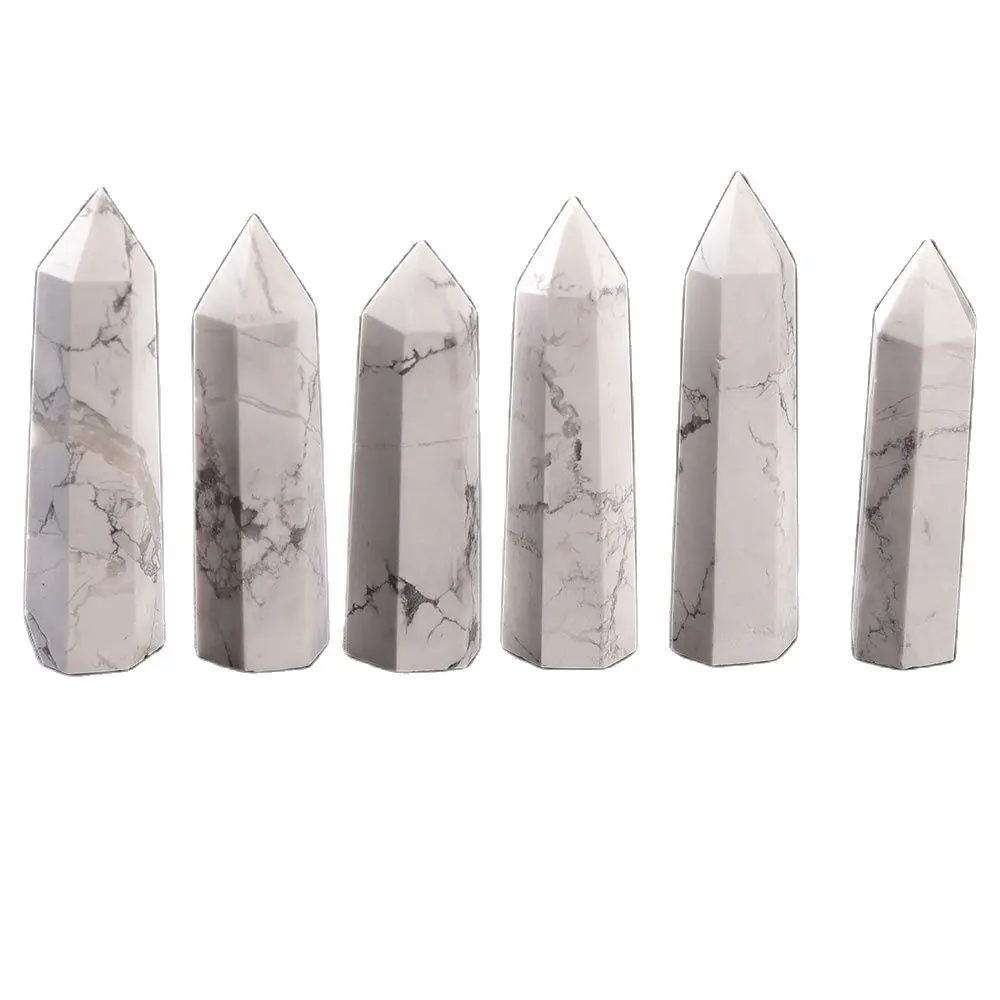 

1PC White Turquoise Decoration Natural Point Crystal Healing Energy Hexagon Stone for Meditation Reiki Ornament Home Decorations