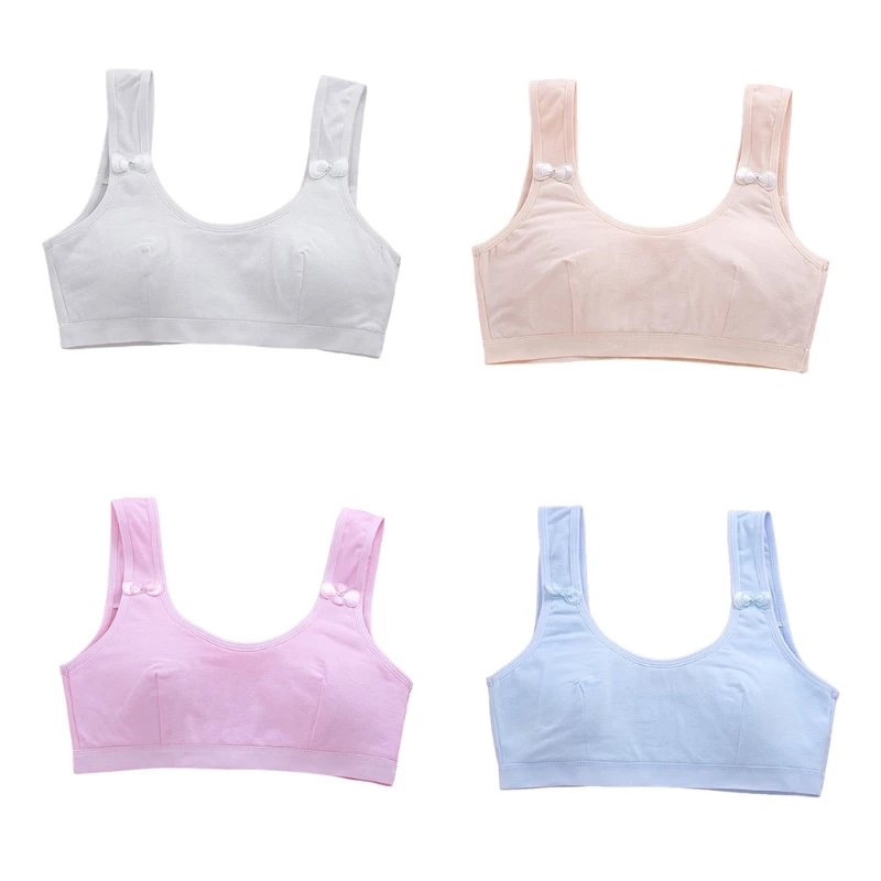 

Crop Tops with Sponge Pad Padded Girls Sports Training Bra Soft Underwear for Puberty Teenage Girls Cotton Bra Training