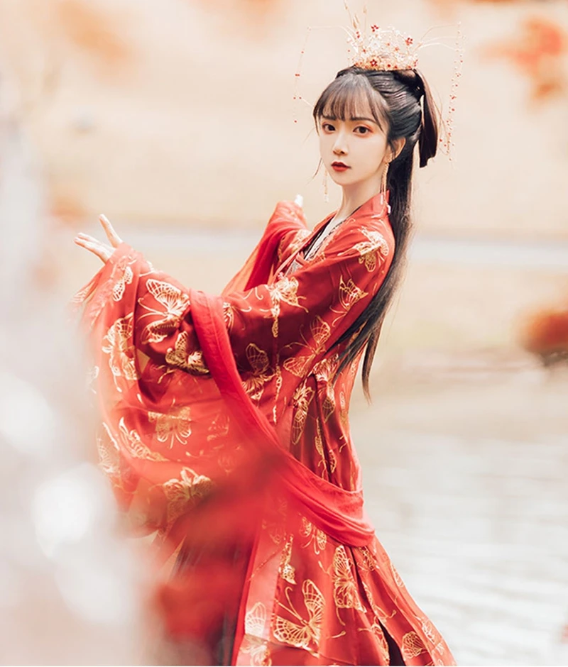 Красота Макияж Новое традиционное китайское платье Hanfu весенние и осенние модели