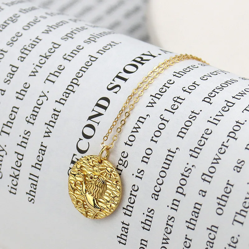 

Morivovog 925 Sterling Silver Brave Leo Necklace for Women Round Texture Constellation Pendant Necklace 2021 Birthday Jewelry