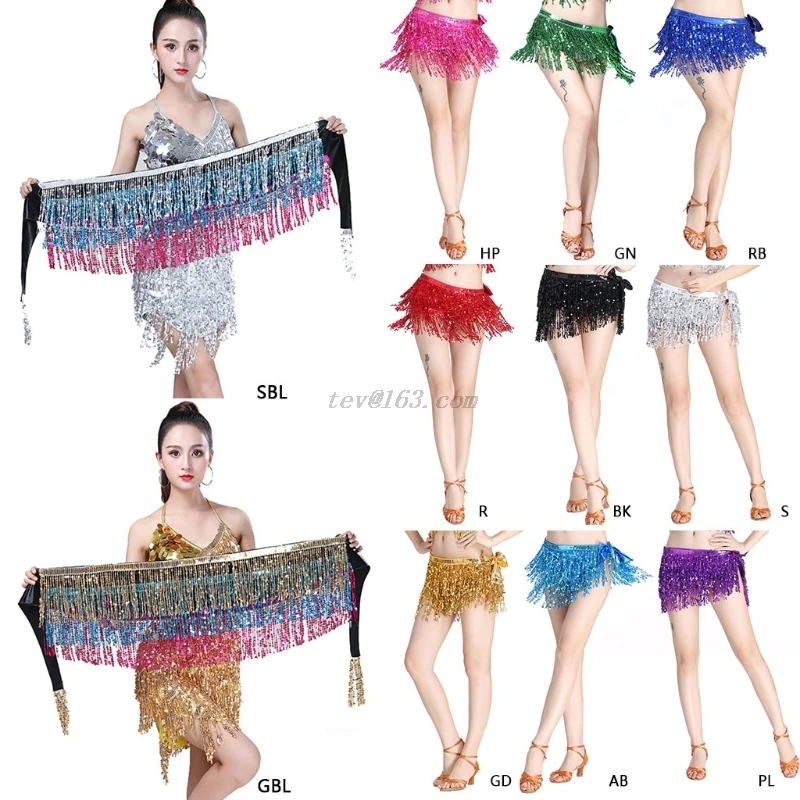 Женский костюм для танца живота трехрядный ремень с кисточками треугольный шарф