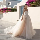 Кружевное свадебное платье, ТРАПЕЦИЕВИДНОЕ, с полурукавами и круглым вырезом