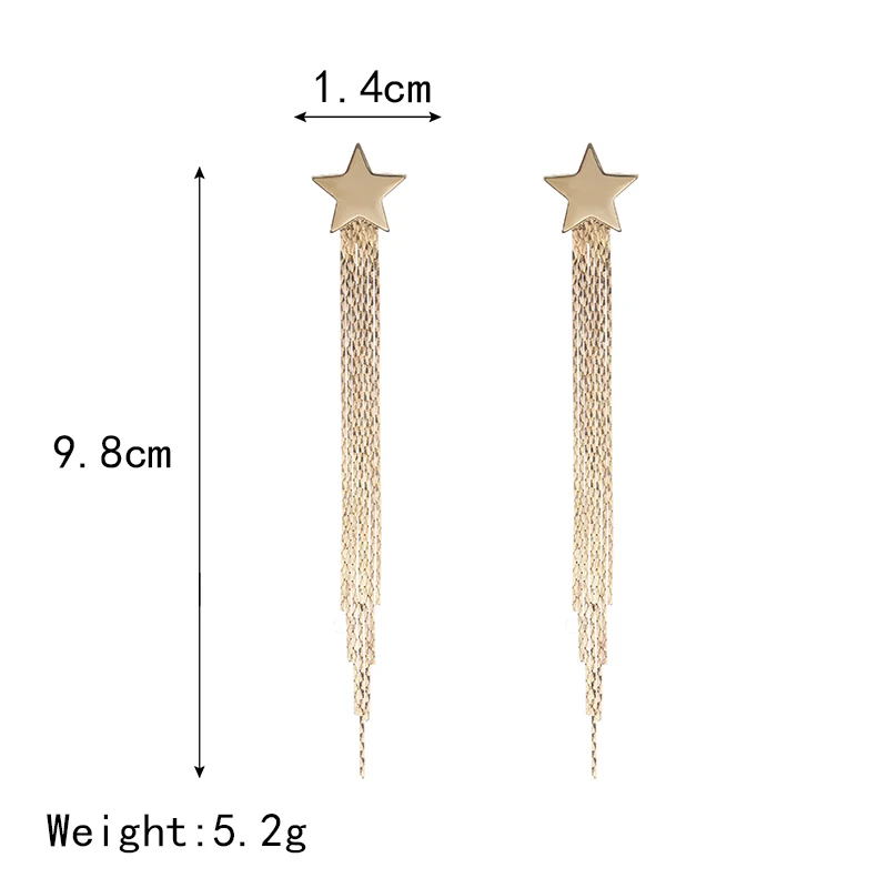 Хит продаж корейские серьги пентаграмма длинные висячие с кисточками для женщин