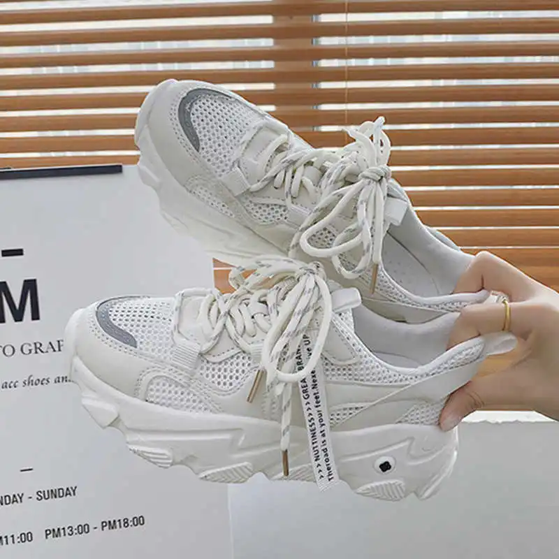 

Women Shoes Platform Sneakers Women 2021 Spring New Fashion Leisure Dad Shoes Woman Breathable Comfortable Chunky Sneakers