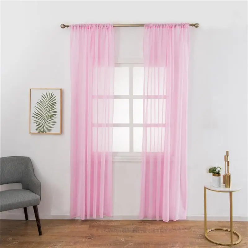 

100x200cm Wear Rod Type Solid Color Cotton Linen Blackout Curtain 1Piece Micro-elasticity Bedroom Livingroom Shutters Home Decor