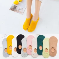 ca102 10 pairs invisible socks cute cotton no show women socks non slip spring summer short sock color mixing