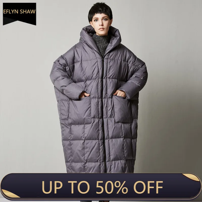 

Female Winter Coat 2020 New Plus Size Hooded Long Loose Parkas Batwing Sleeves Oversize Duck Down Fashion Coat Puffer Overcoat