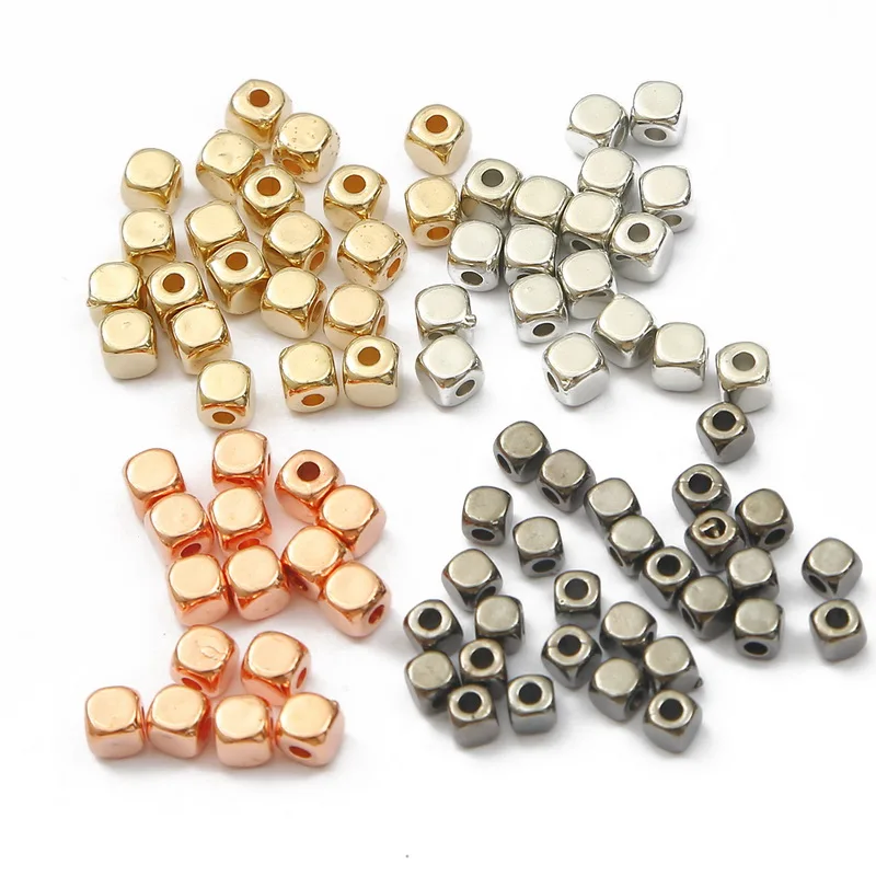 300/200Pcs 4/3 мм акриловым покрытием браслетов ожерелий диаметр квадратный семян