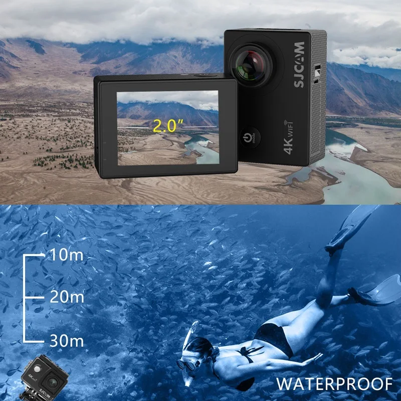 Скидка Экшн-камера SJCAM SJ4000 AIR 4K, Full HD, Allwinner 4K, 30 кадров/с, Wi-Fi, экран 2,0 дюйма