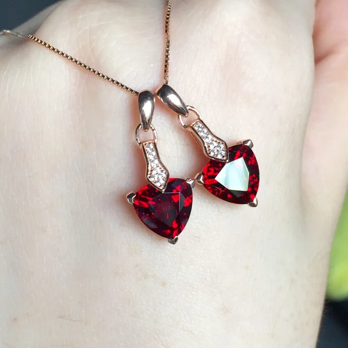 Романтичный серебряный стиль с красным драгоценным камнем|Подвески| |