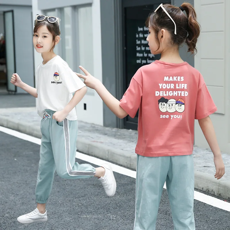 Kids Tracksuit For Girls Clothing Sets Summer Clothes Casual Sport Suit Outfit Teen Children 5 6 7 8 9 10 12 Year | Детская одежда и