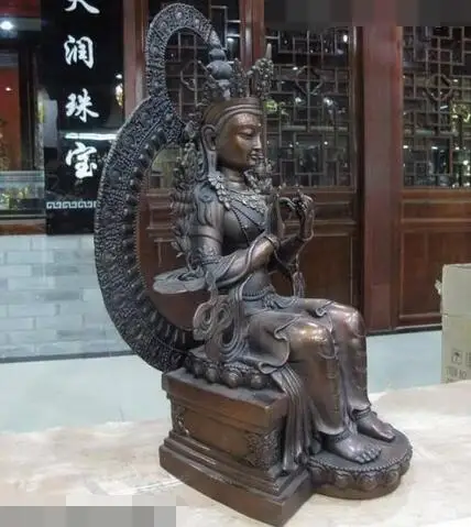 Бесплатная доставка 58 см китайская статуя Будды Майтреи из чистого бронза