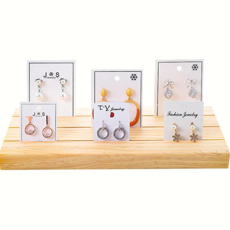 

Solid Wood Earrings Jewelry Display Props Simple Storage Jewelry Rack Card 3 Slot Plate Jewelry Display Earrings Shelf New