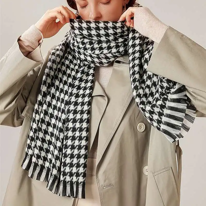 Женский Большой модный твидовый шарф шаль из искусственного кашемира осень и