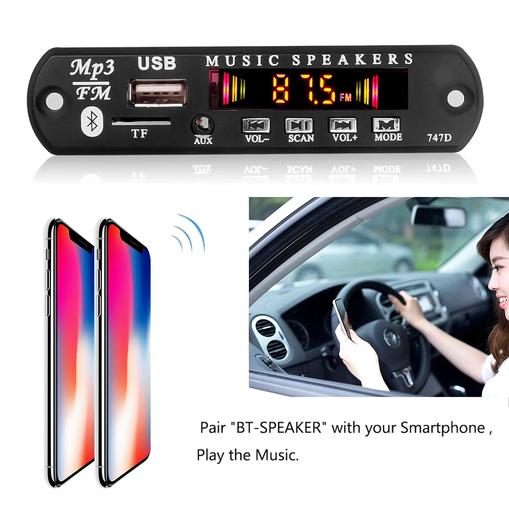 Bluetooth MP3 WMA декодер плата плеер беспроводной 5 0 USB TF FM радио 12 В аудио приемник
