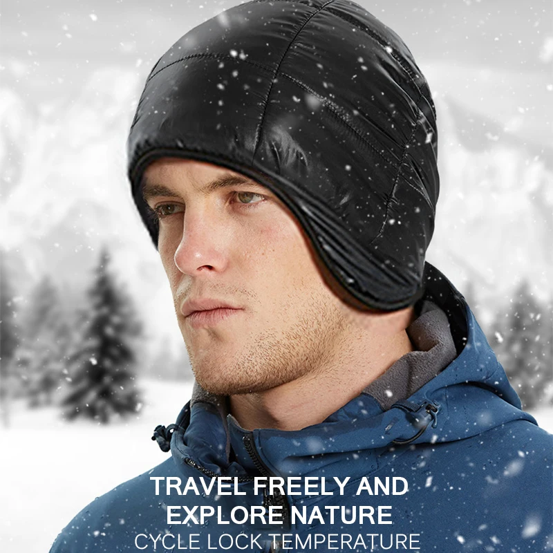 

Men Women Winter Outdoor Waterproof Windproof Ear-cap Thermal Fleece Lined Down Skull Beanie for Cycling Ski Hats Keep Warm