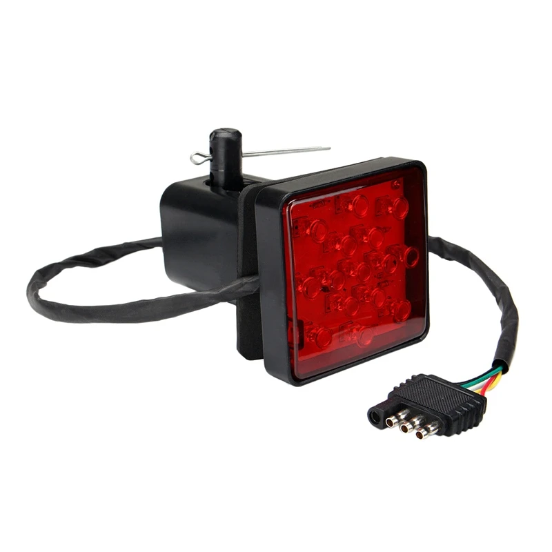 

Red Lens 15-LED Tow Hitch Receiver W/Strobe Feature Brake Tail Light for Truck SUV 2-Inch Towing Adapter Hole