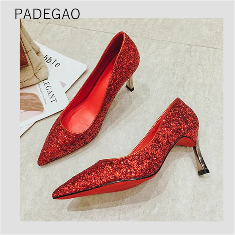 Женская обувь 2019 на высоком каблуке Вечерние пикантные роскошные женские туфли