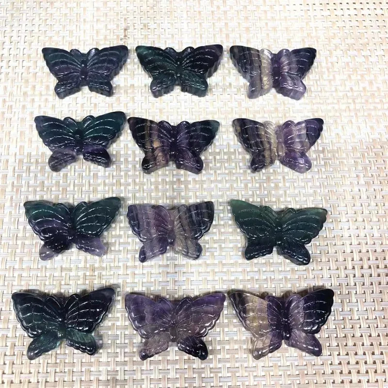 

Colorful Fluorite Butterfly Natural Stones Quartz Crystal Carved Gemstones Healing Decoration