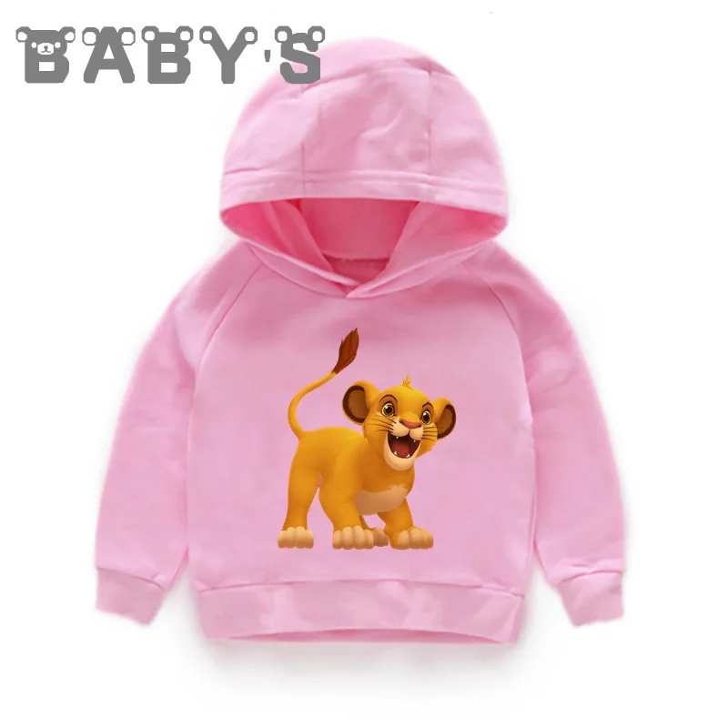 5315G-Pink Детские толстовки с капюшоном детские забавные толстовки с изображением Льва и короля Simba пуловер для малышей Топы, одежда для маленьких девочек и мальчиков KMT5315 - Цвет: 5315G-Pink