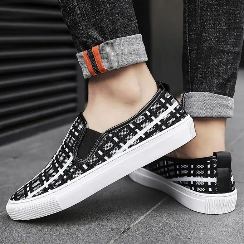 

2021 New Men's Fashion Plaid Comfort Lefu Shoes with One Foot Pedaling Leisure Light and Popular Men's Leisure Shoes AQ072