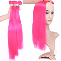 14 22 inches afro pink straight hair bundles 100gpiece synthetic hair weave ponytail hair extensions for black women