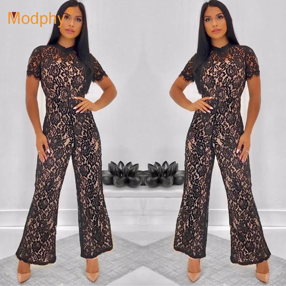 Женский Облегающий комбинезон черный с коротким рукавом и открытой спиной