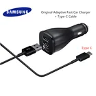 Автомобильное зарядное устройство Samsung с двумя USB-портами, адаптер для быстрой зарядки MicroType C, кабель для быстрой передачи данных для Galaxy Note 10, 9, s10, s9, s8 Plus, s7, s6 edge