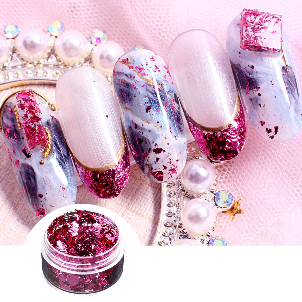 Имитация золотой фольги хлопья в ногтях украшение живопись рамка художественное