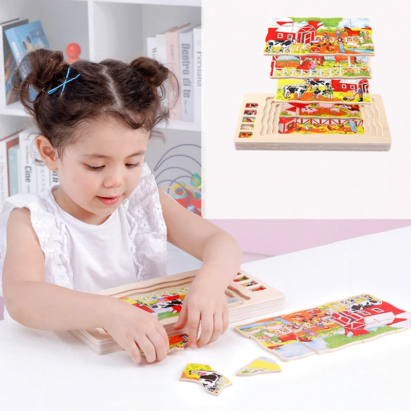 

Деревянные игрушки-пазлы для детей, Многослойная конструкция человеческого тела, игрушка-кирпич для раннего развития, интеллектуальная об...