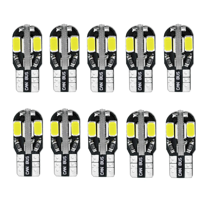 10 шт. T10 светодиодный лампочка для салона автомобиля Canbus Error белый 5730 8SMD 12В