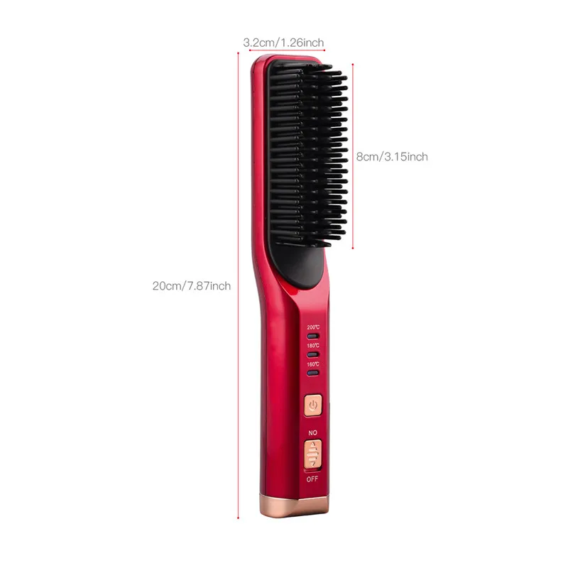 

Cordless Electric Hair Straightening Brush Professional Hair Straightener Unisex Straightening Iron Comb Temperature Adjustable