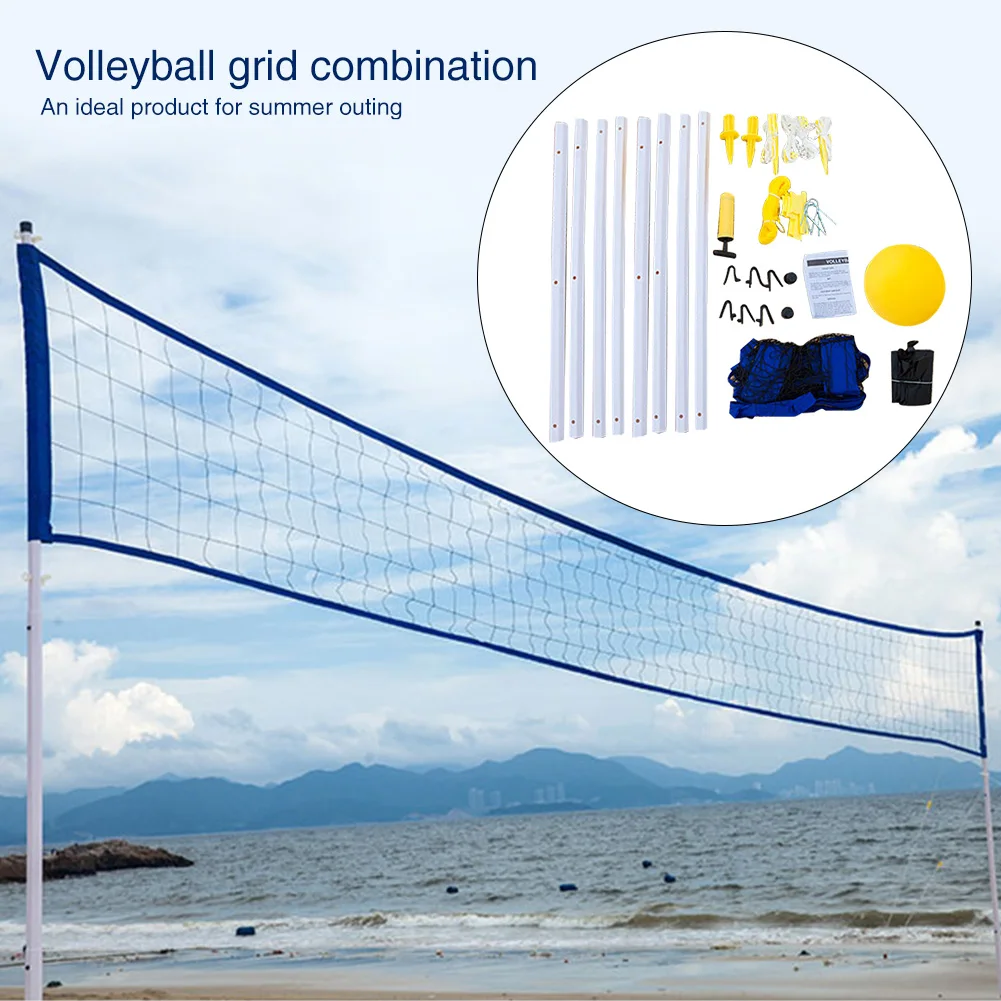 

Outdooor Sports Accessories Adjustable Height Tennis Quickstart Volleyball Net Set Summer Beach Mesh Excercise Training Portable