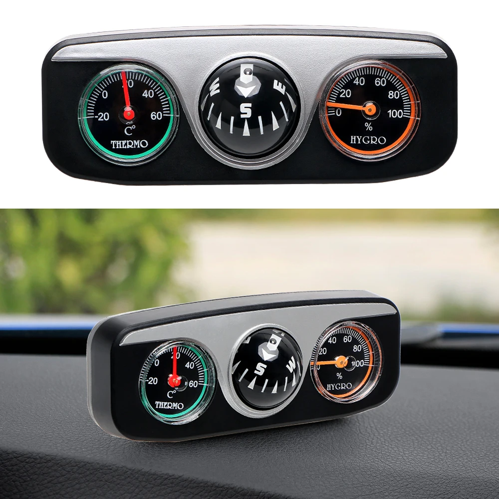 

Interior Accessories For Auto Boat Vehicles Car Ornaments Car Styling Compass Thermometer Hygrometer 3 in 1 Guide Ball