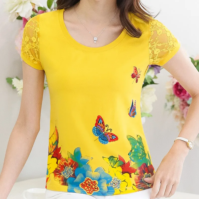 Футболка женская с принтом Стразы топ со стразами одежда для женщин лето