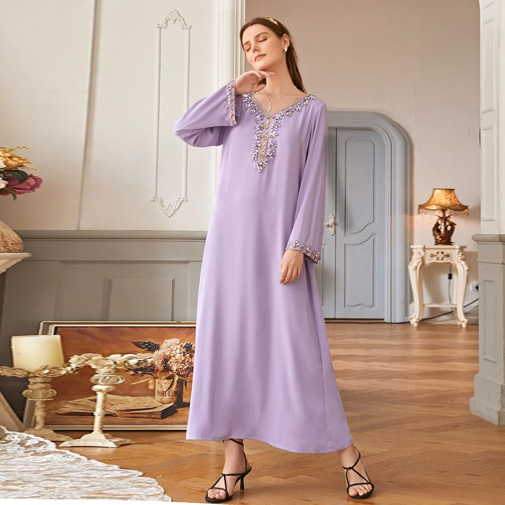 Женское платье-хиджаб Abaya фиолетовое из Турции и в Европейском стиле платья для