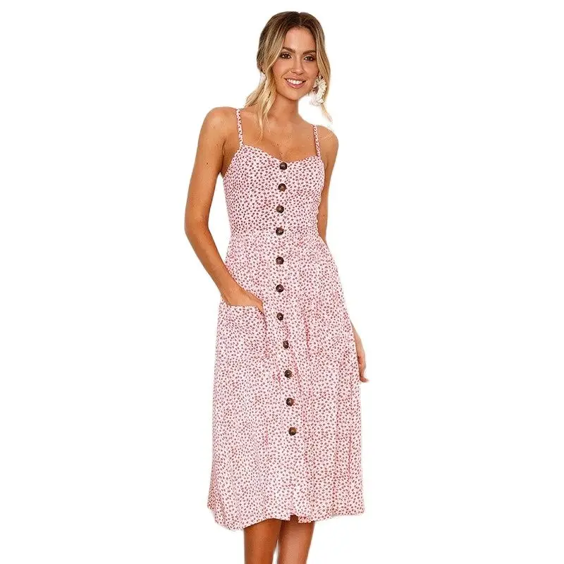 

2021 Summer Fashion Sling Printing Backless Sexy Female Dress