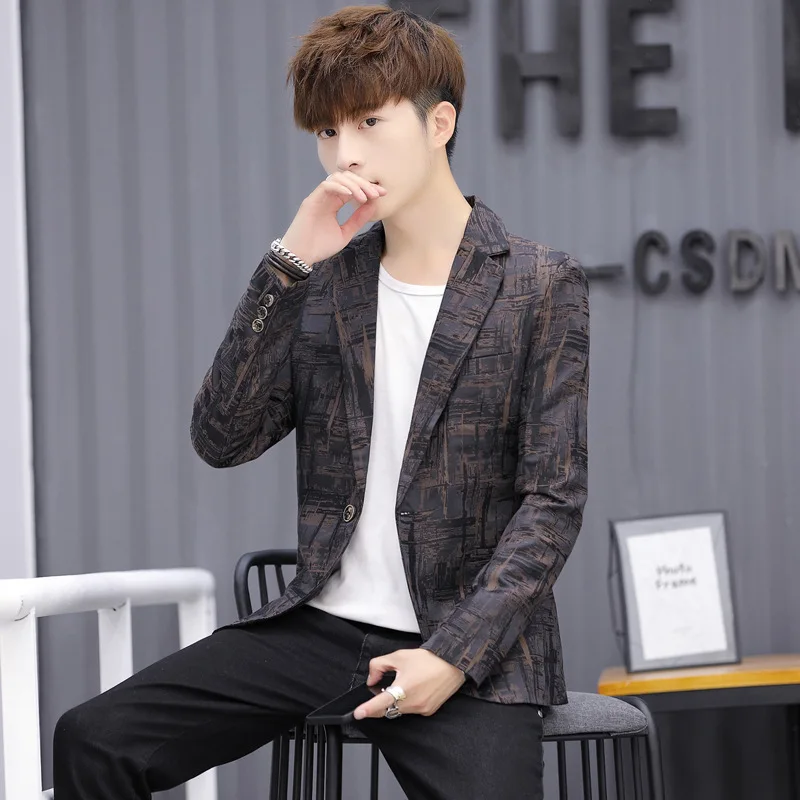 

2020 Men's Cool Jacquard Suit Youth Autumn Casual Slim Single Button BLAZER