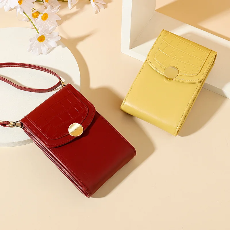 

2021 new Mobile Phone Bag Women Girls Korean Style Solid Color Diagonal Bag Fashion Mini Shoulder Phone Bag with card pocket